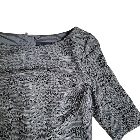 Adrianna Papell Gray Crochet Eyelet Sheath Dress — Size 6 Elegant Lined Classic - Picture 4 of 12